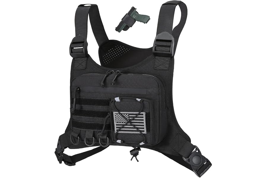 koculemi Outdoor Sports Chest Bag for Men, Chest Vest Holster Fits Most Pistols, EDC Travel Chest Pack for Running, Hiking
